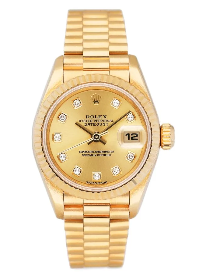 Rolex Datejust 79178 Diamond Yellow Gold Ladies Watch Box Papers