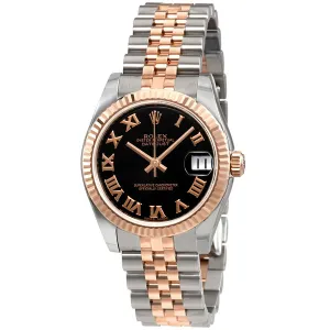 Rolex Datejust Black Dial Automatic Stainless Steel and 18kt Rose Gold Ladies Watch 178271BKRJ