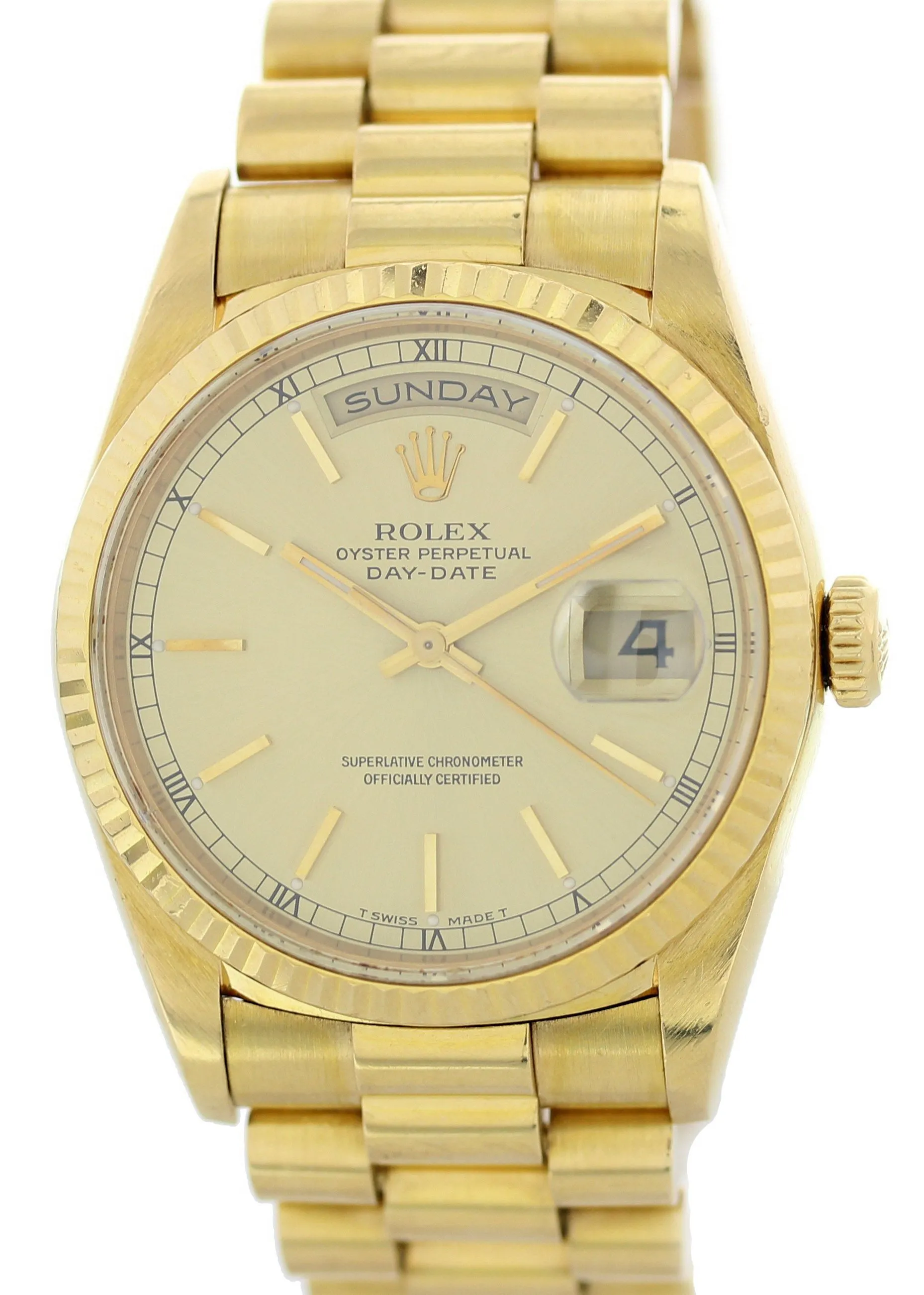 Rolex Day Date President 18238 18k Yellow Gold Mens Watch