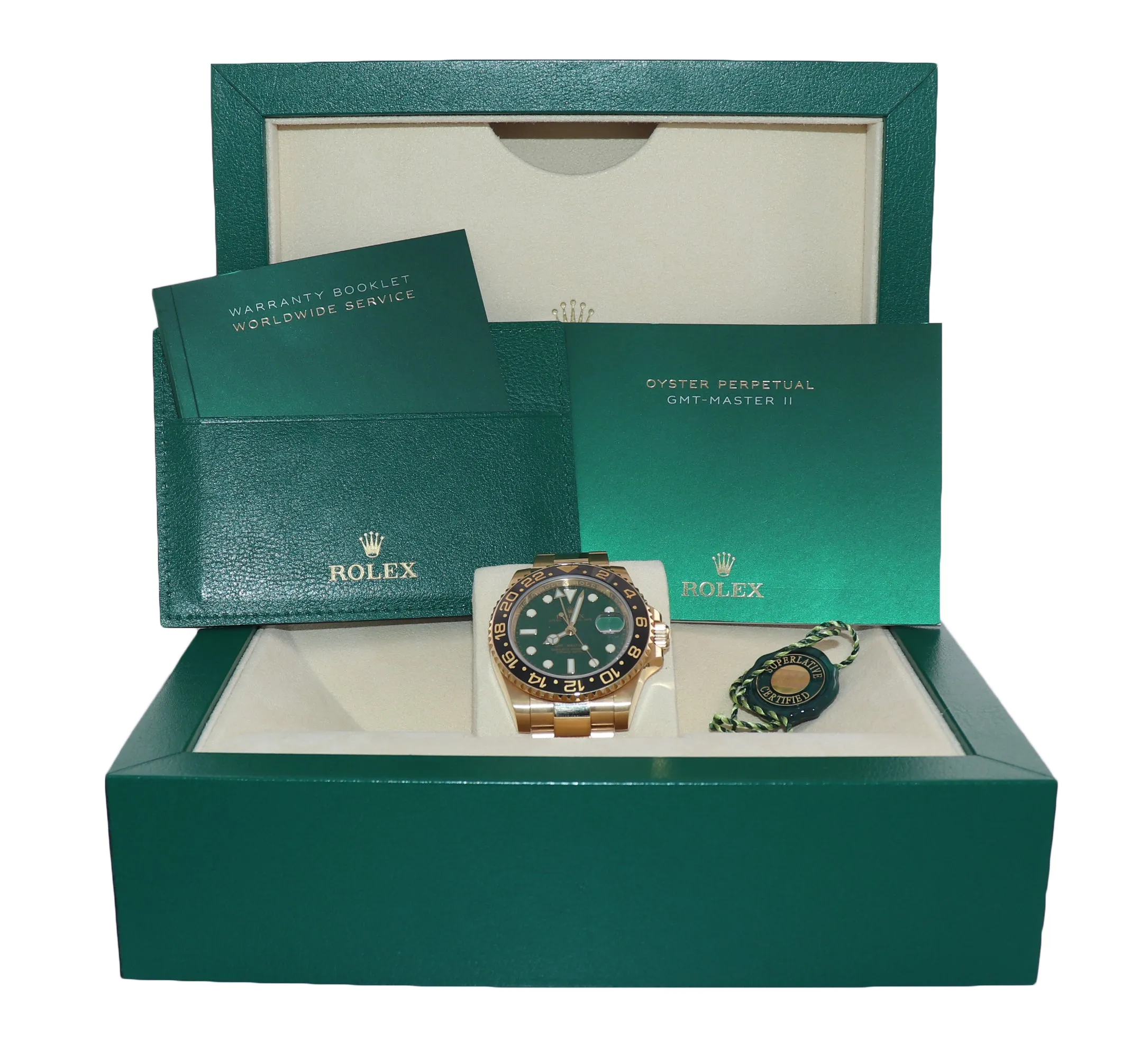 Rolex GMT-Master 2 Ceramic Green Dial 116718 Yellow Gold Chromalight Watch