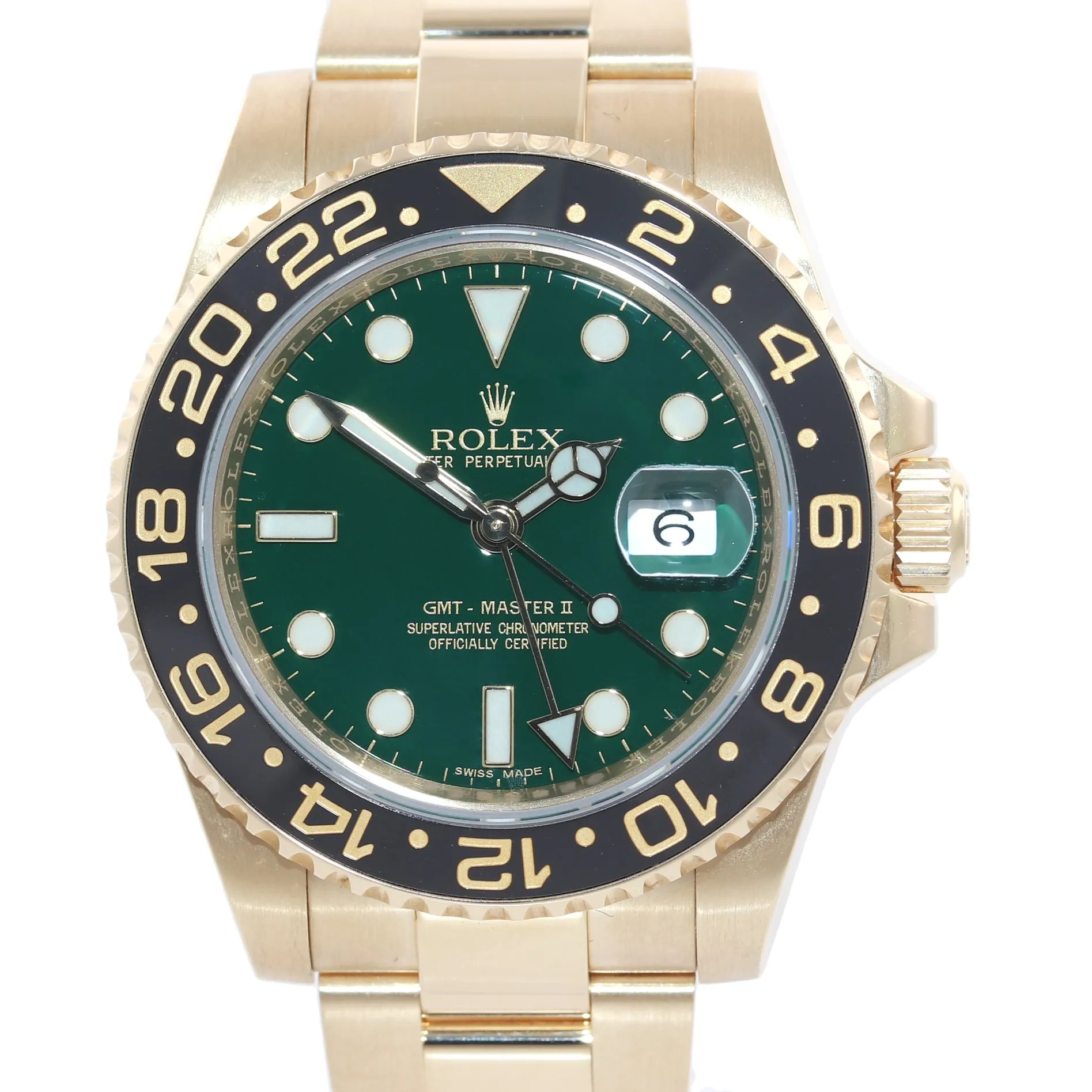 Rolex GMT-Master 2 Ceramic Green Dial 116718 Yellow Gold Chromalight Watch