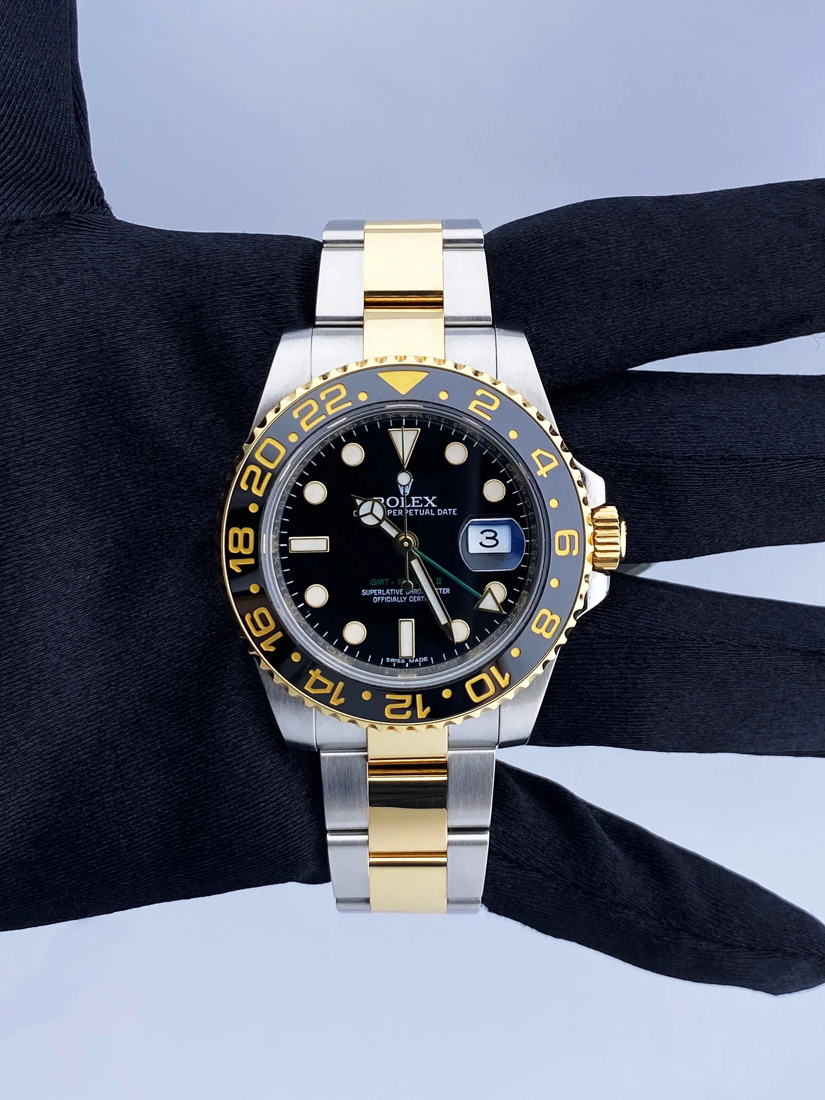 Rolex GMT Master II 116713LN Two Tone Mens Watch Box Papers