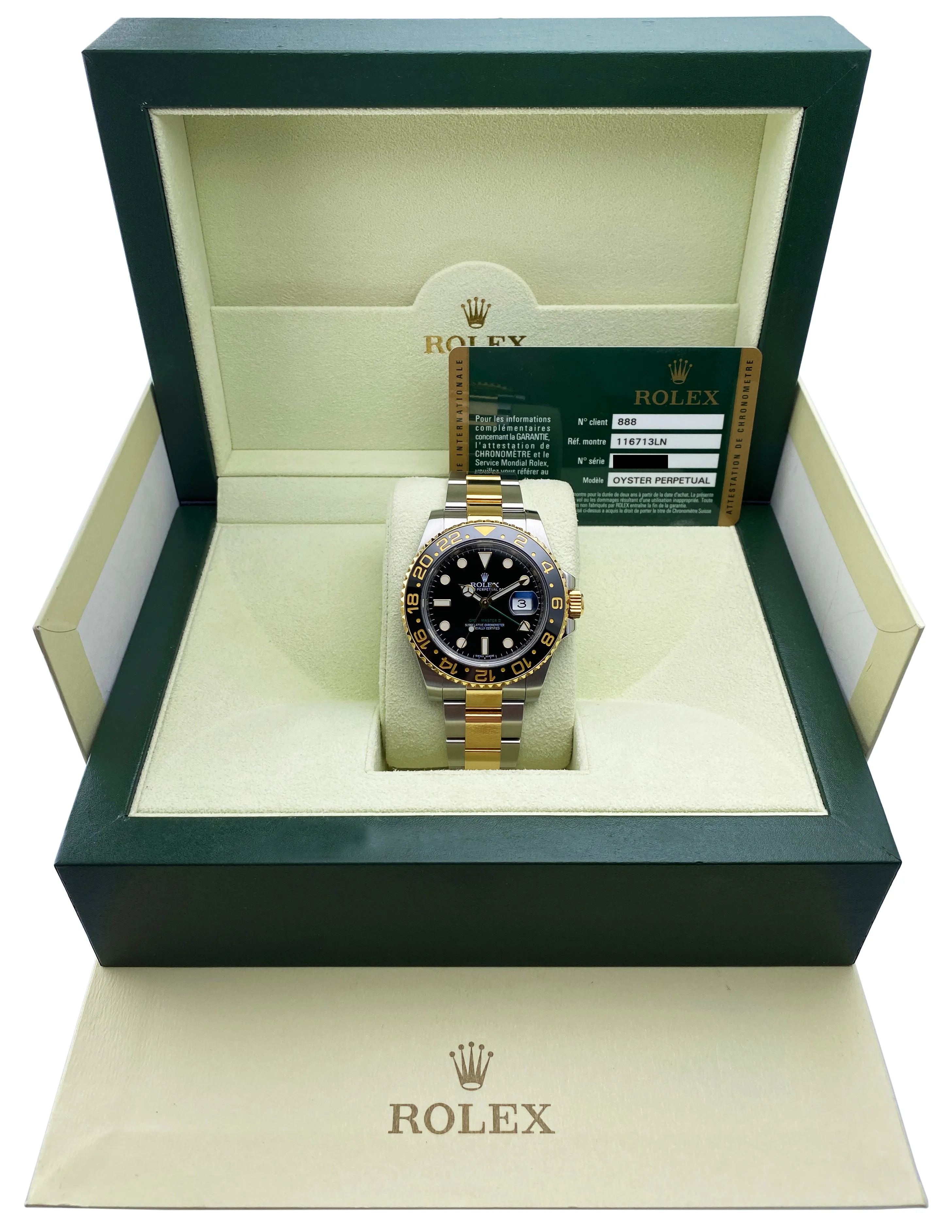 Rolex GMT Master II 116713LN Two Tone Mens Watch Box Papers