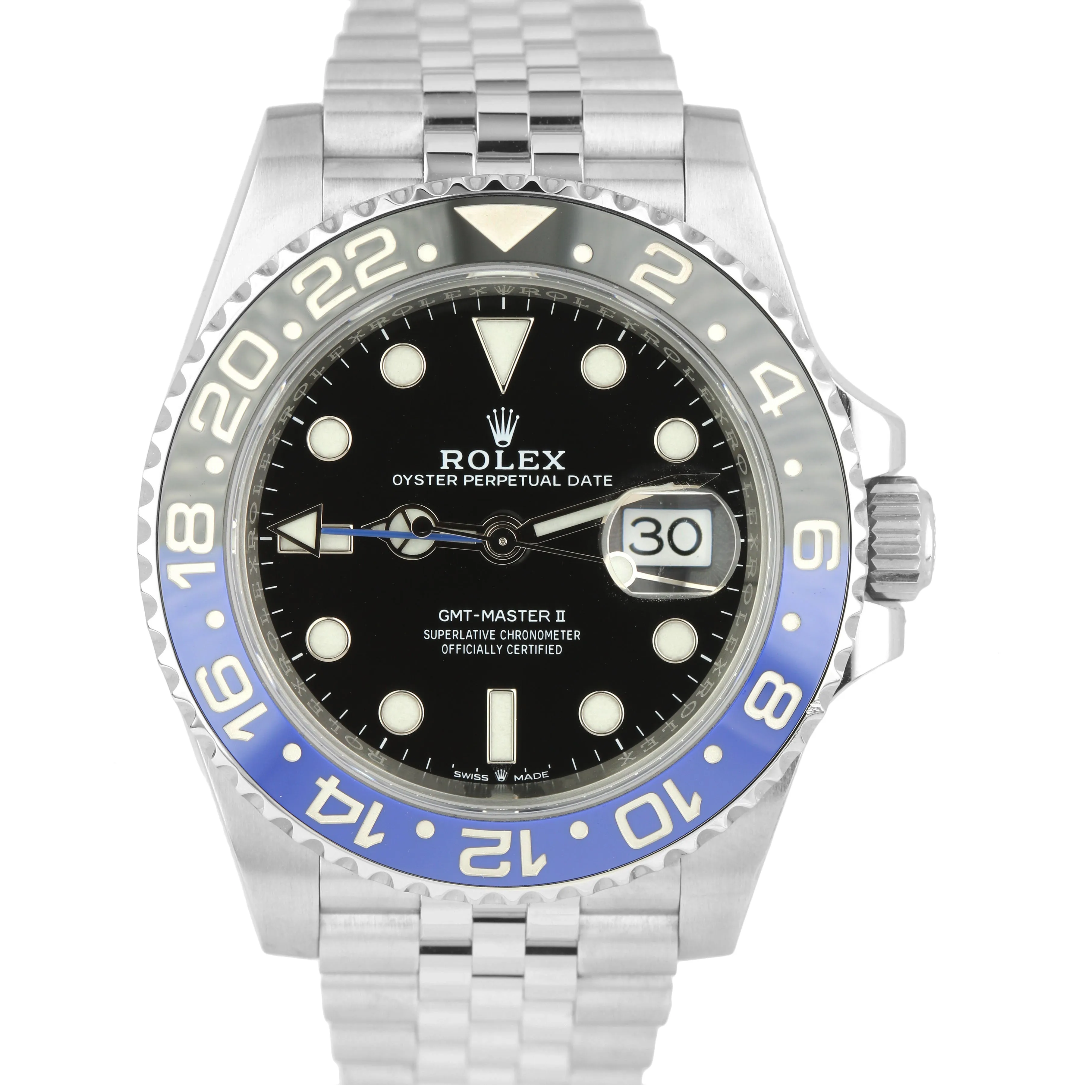 Rolex GMT-Master II Batman Black Blue Jubilee Stainless 126710 BLNR 40mm Watch