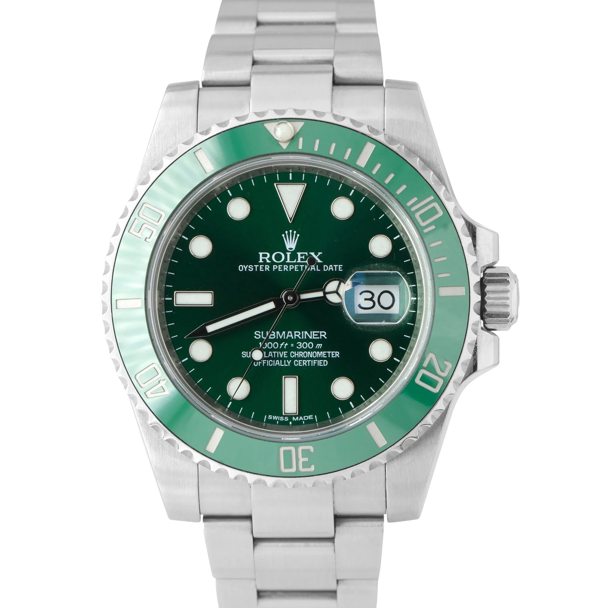 Rolex Submariner Date Hulk Stainless Steel Green Ceramic 40mm Watch 116610 LV