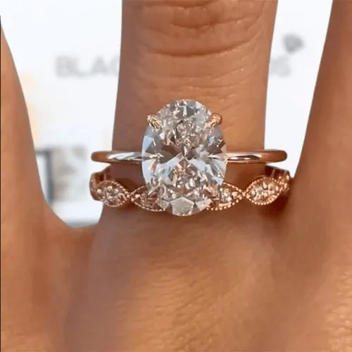 Rose Gold 3.50ct Oval Cut Solitaire Wedding Set