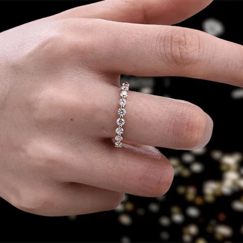 Rose Gold Eternity Round Cut Stackable Wedding Band