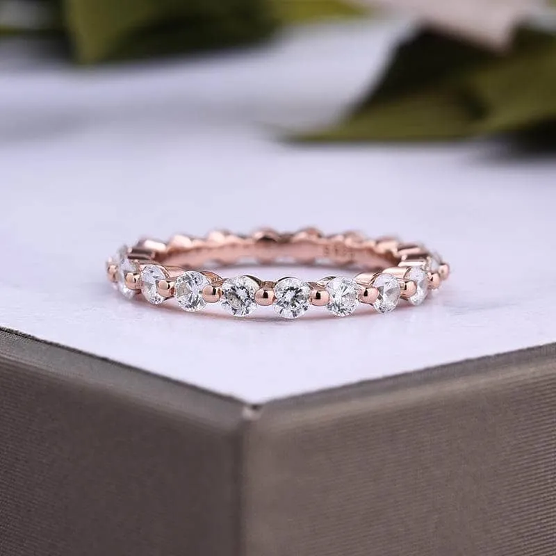Rose Gold Eternity Round Cut Stackable Wedding Band