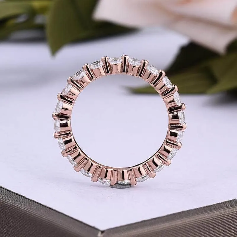 Rose Gold Eternity Round Cut Stackable Wedding Band