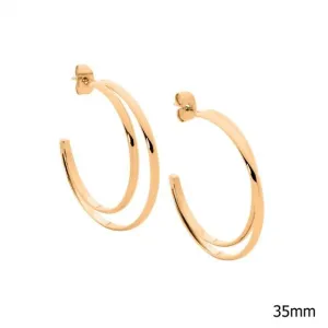 Rose Gold IP Plated Double Row Hoop Earrings SE234R