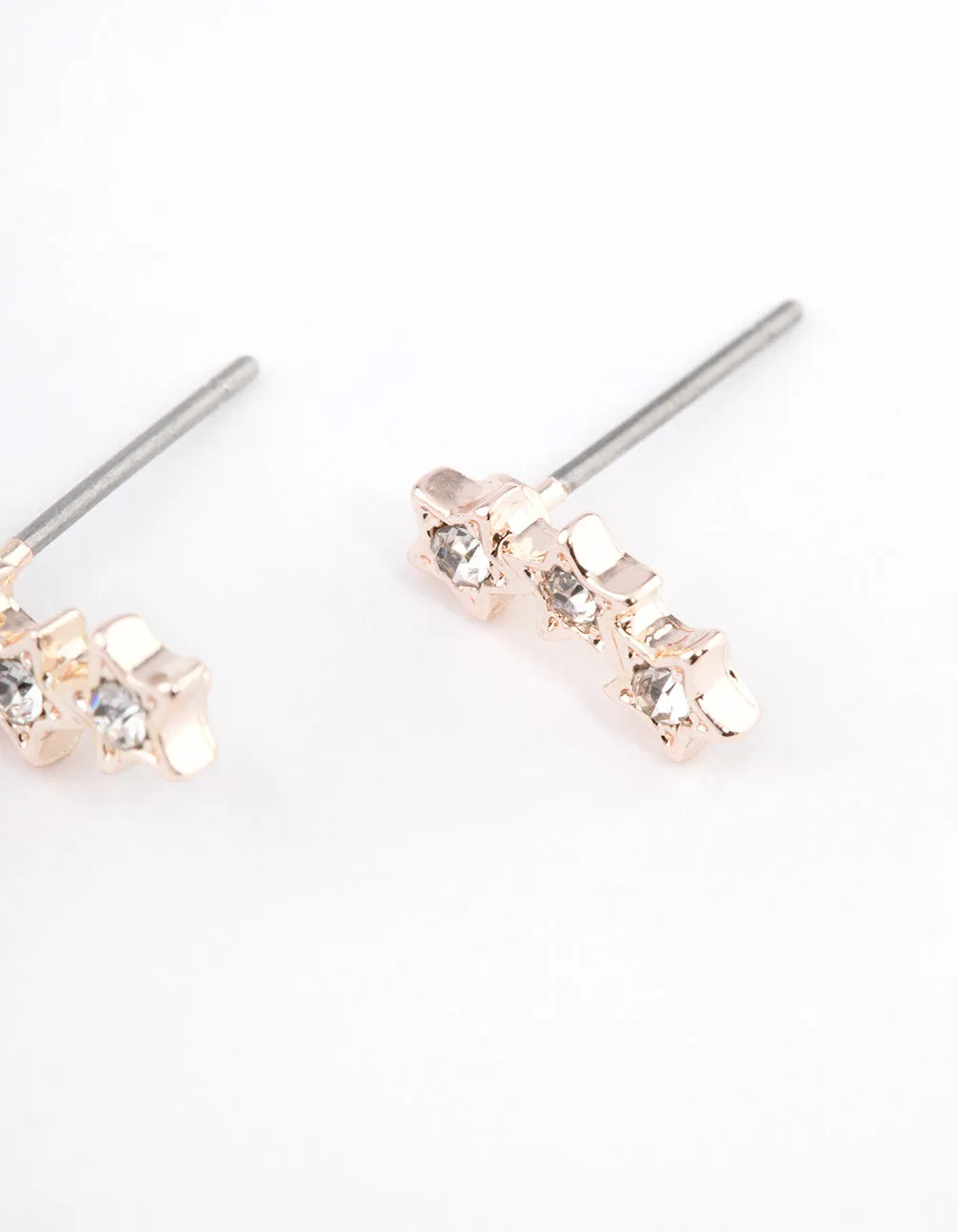 Rose Gold Star Crawler Stud Earrings