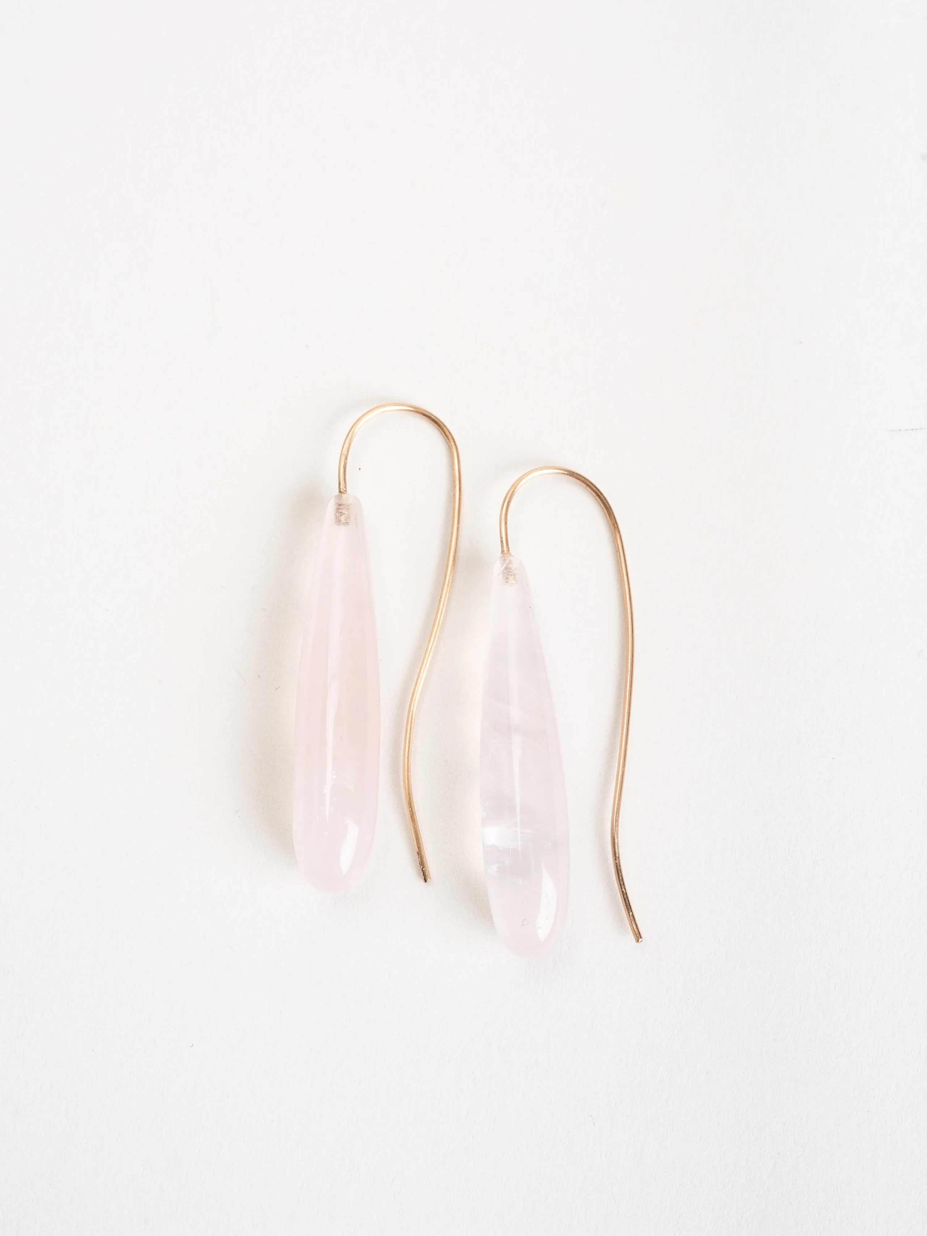 rose quartz teardrop earrings
