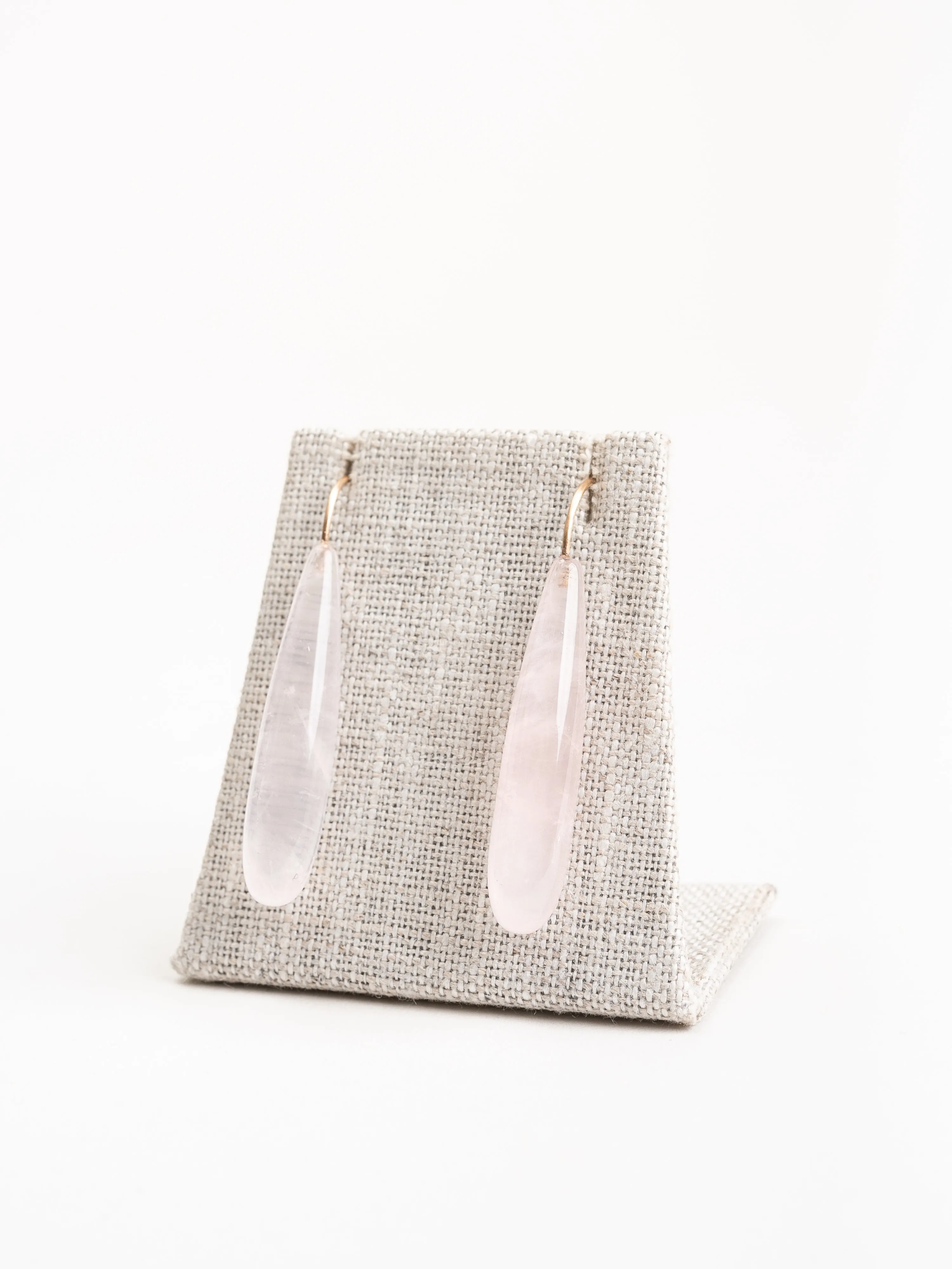 rose quartz teardrop earrings