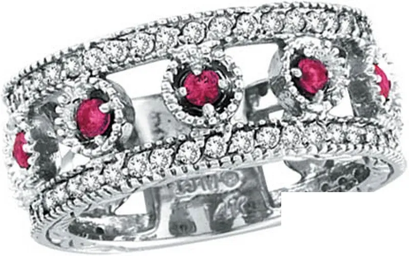 ROSE SAPPHIRE AND DIAMOND RING BAND 14K GOLD (0.72 CTW)