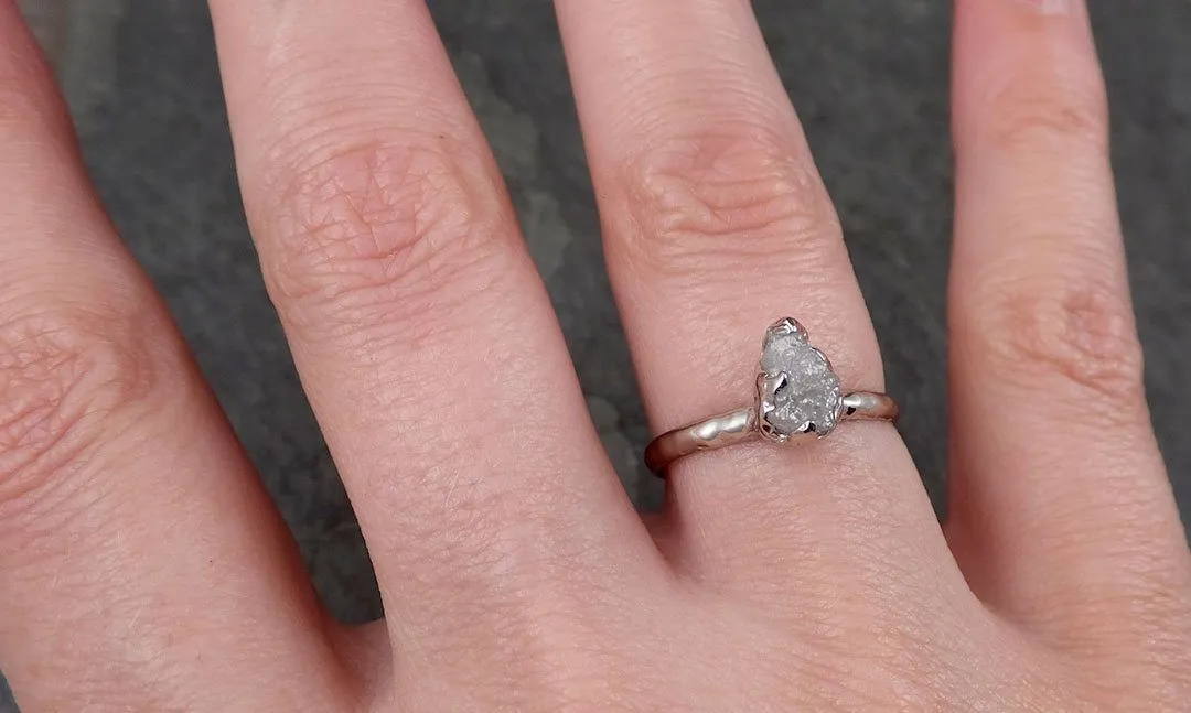 rough diamond engagement ring raw 14k white gold ring wedding diamond solitaire rough diamond ring byangeline 1431 Alternative Engagement