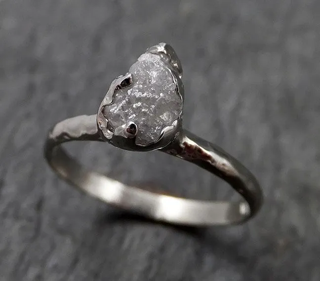 rough diamond engagement ring raw 14k white gold ring wedding diamond solitaire rough diamond ring byangeline 1431 Alternative Engagement