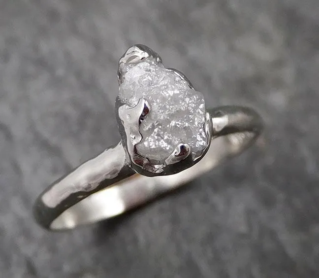 rough diamond engagement ring raw 14k white gold ring wedding diamond solitaire rough diamond ring byangeline 1431 Alternative Engagement
