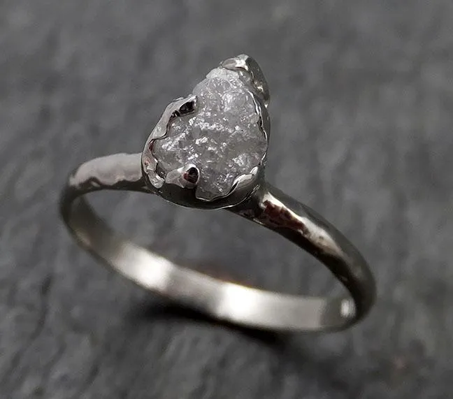 rough diamond engagement ring raw 14k white gold ring wedding diamond solitaire rough diamond ring byangeline 1431 Alternative Engagement