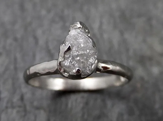 rough diamond engagement ring raw 14k white gold ring wedding diamond solitaire rough diamond ring byangeline 1431 Alternative Engagement