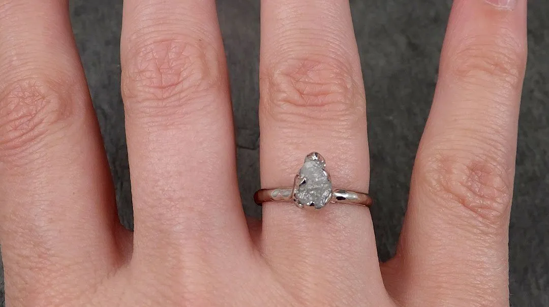 rough diamond engagement ring raw 14k white gold ring wedding diamond solitaire rough diamond ring byangeline 1431 Alternative Engagement