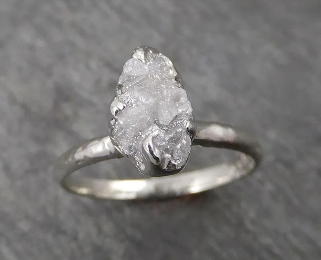 rough diamond engagement ring raw 14k white gold ring wedding diamond solitaire rough diamond ring byangeline 1768 Alternative Engagement