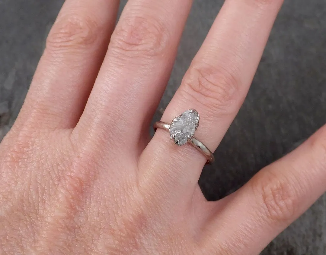rough diamond engagement ring raw 14k white gold ring wedding diamond solitaire rough diamond ring byangeline 1768 Alternative Engagement