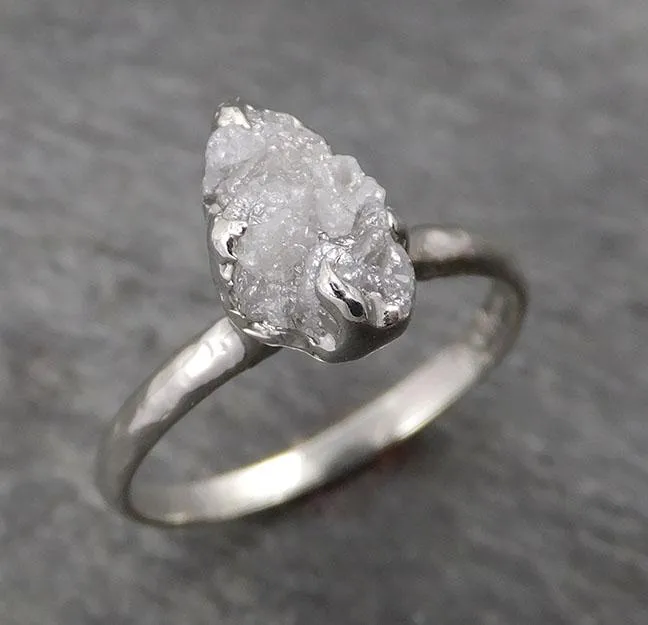rough diamond engagement ring raw 14k white gold ring wedding diamond solitaire rough diamond ring byangeline 1768 Alternative Engagement
