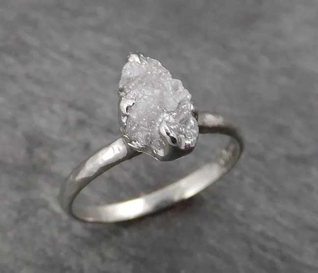 rough diamond engagement ring raw 14k white gold ring wedding diamond solitaire rough diamond ring byangeline 1768 Alternative Engagement