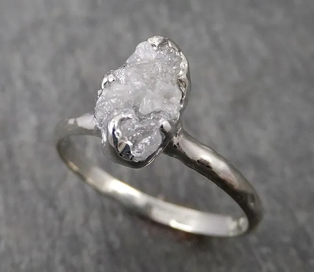 rough diamond engagement ring raw 14k white gold ring wedding diamond solitaire rough diamond ring byangeline 1768 Alternative Engagement