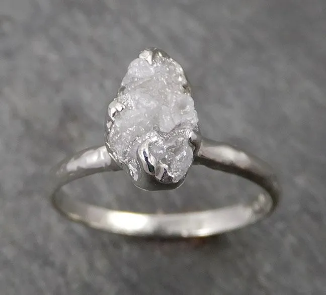 rough diamond engagement ring raw 14k white gold ring wedding diamond solitaire rough diamond ring byangeline 1768 Alternative Engagement