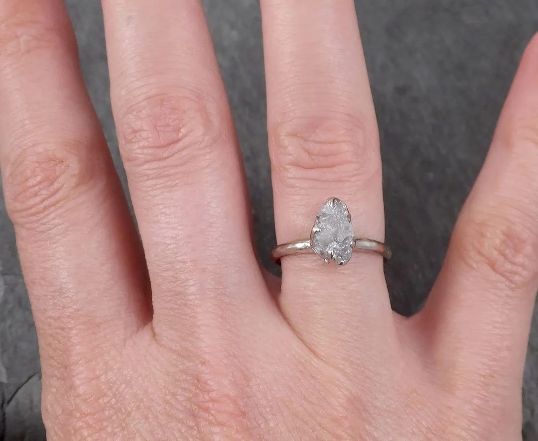 rough diamond engagement ring raw 14k white gold ring wedding diamond solitaire rough diamond ring byangeline 1768 Alternative Engagement
