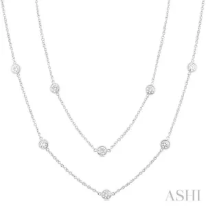 Round Bezel 3.00 Cut Necklace 14K in Station Gold Technologically advanced ctw Set White Diamond Streamlined Long