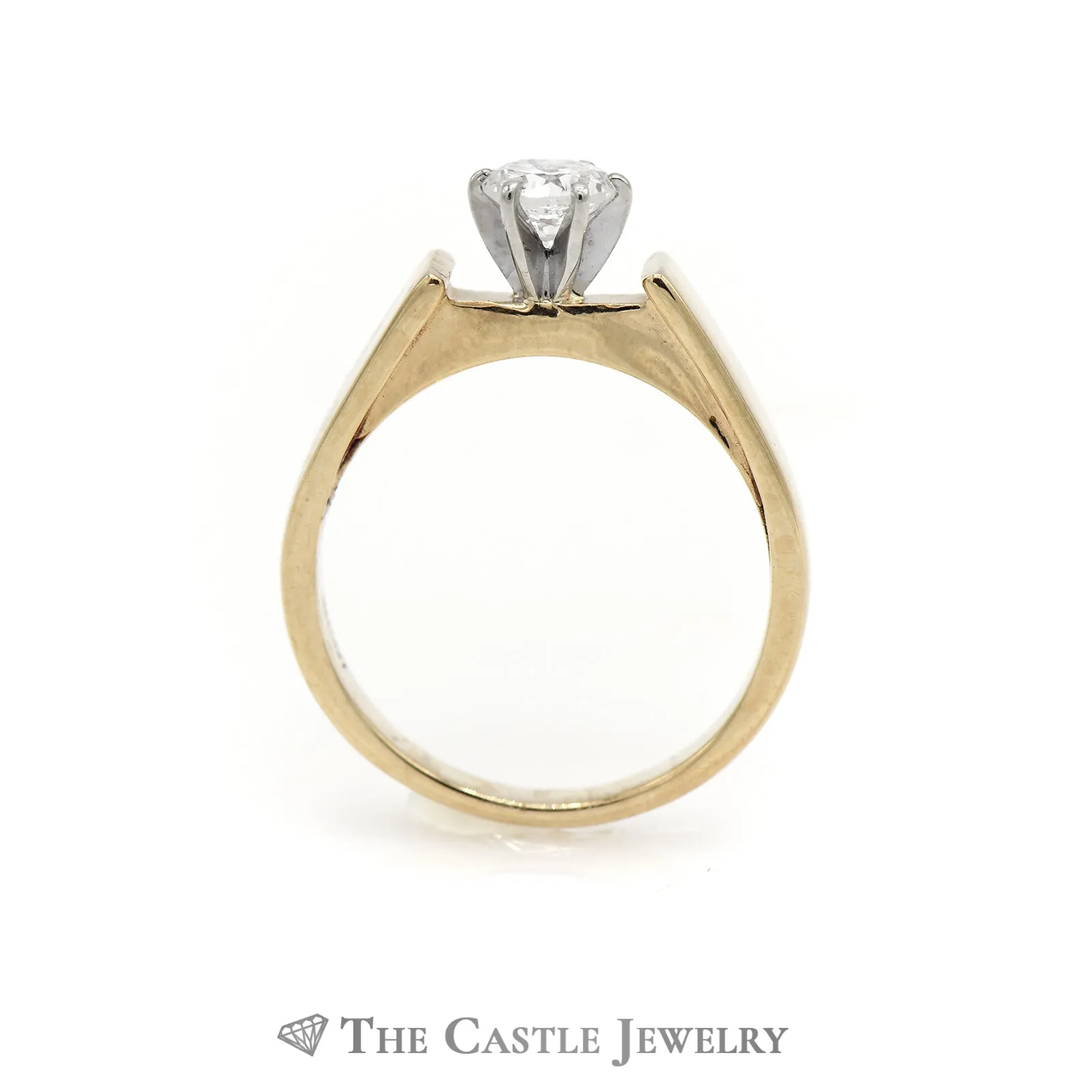 Round Brilliant Cut Diamond Solitaire Engagement Ring in Cathedral Mounting