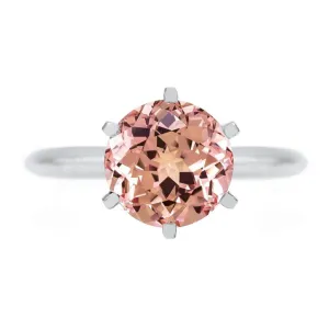 Round Champagne Sapphire 14K or 18K White Gold 6 Prongs Solitaire Ring