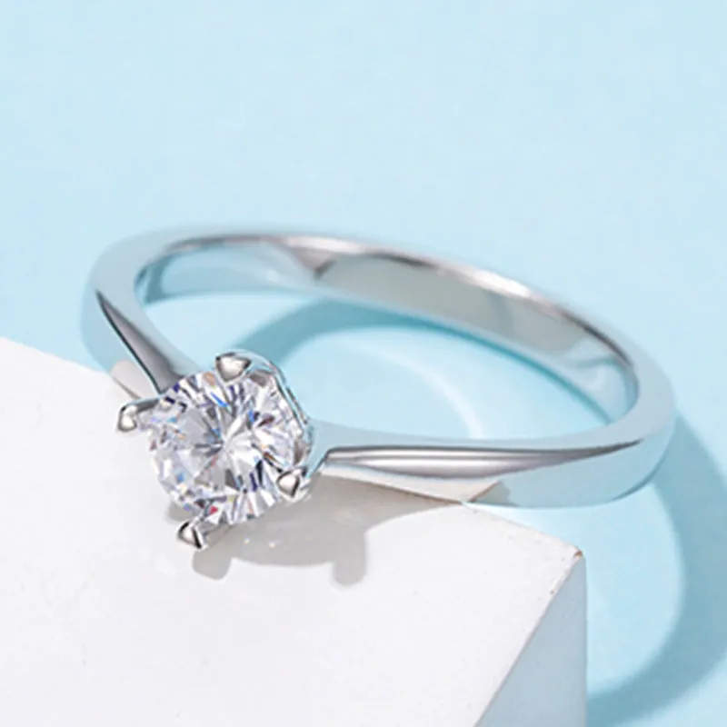 Round Moissanite Diamond Solitaire Ring