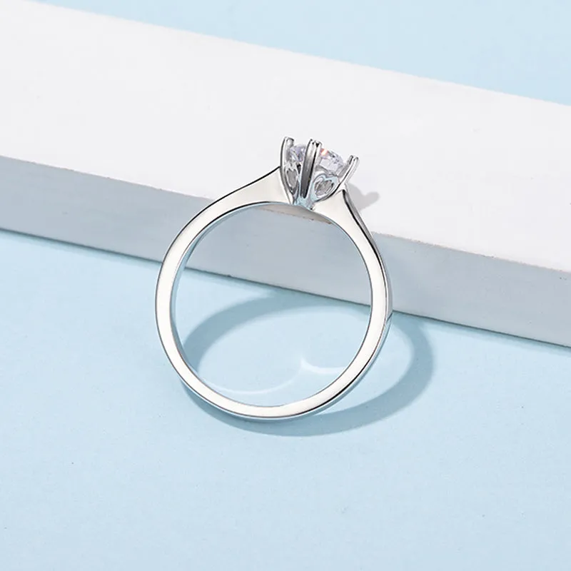 Round Moissanite Diamond Solitaire Ring