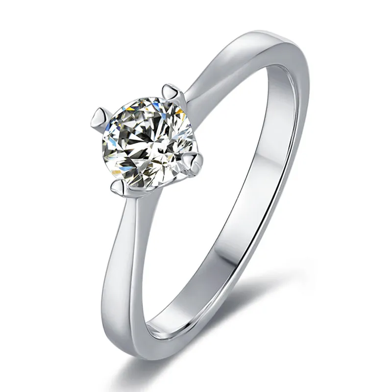 Round Moissanite Diamond Solitaire Ring