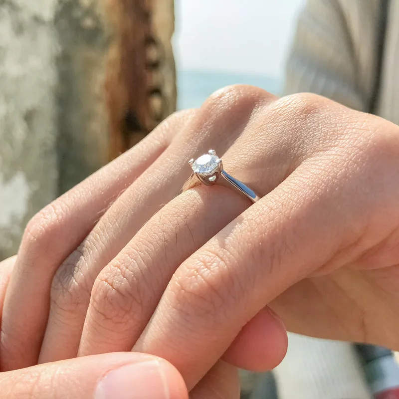 Round Moissanite Diamond Solitaire Ring