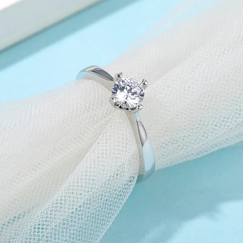 Round Moissanite Diamond Solitaire Ring