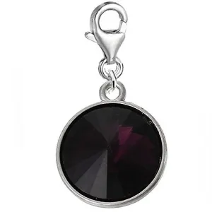 Round Rhinestone Birthstone  Rhinestone Clip on Charm Pendant for European Charm Jewelry (February)