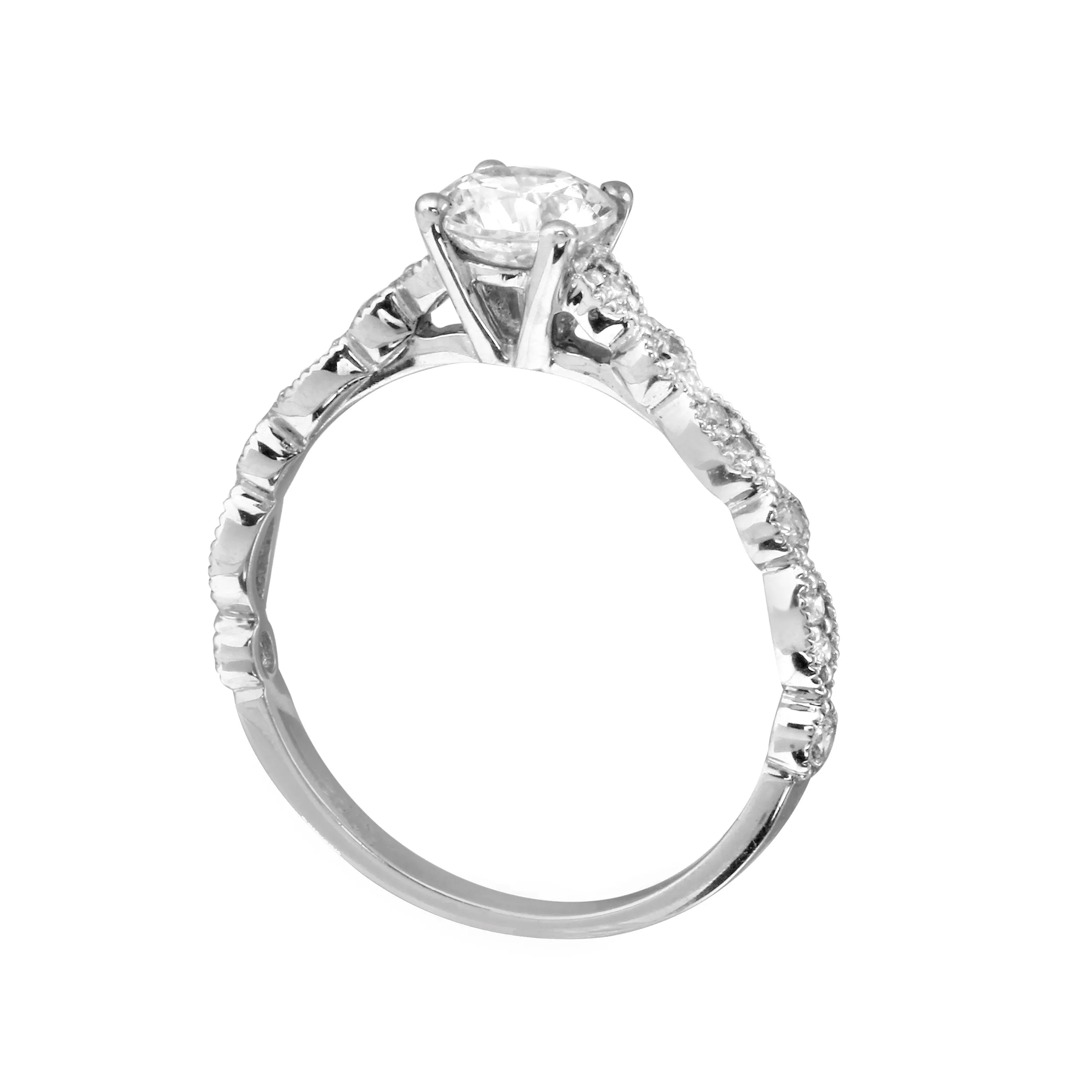 Round Solitaire Diamond with Marquise Band Engagement Ring Setting
