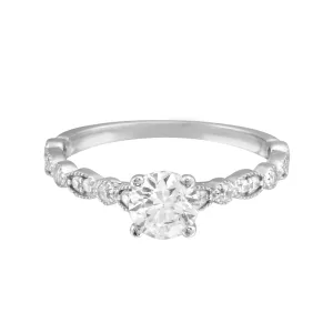 Round Solitaire Diamond with Marquise Band Engagement Ring Setting