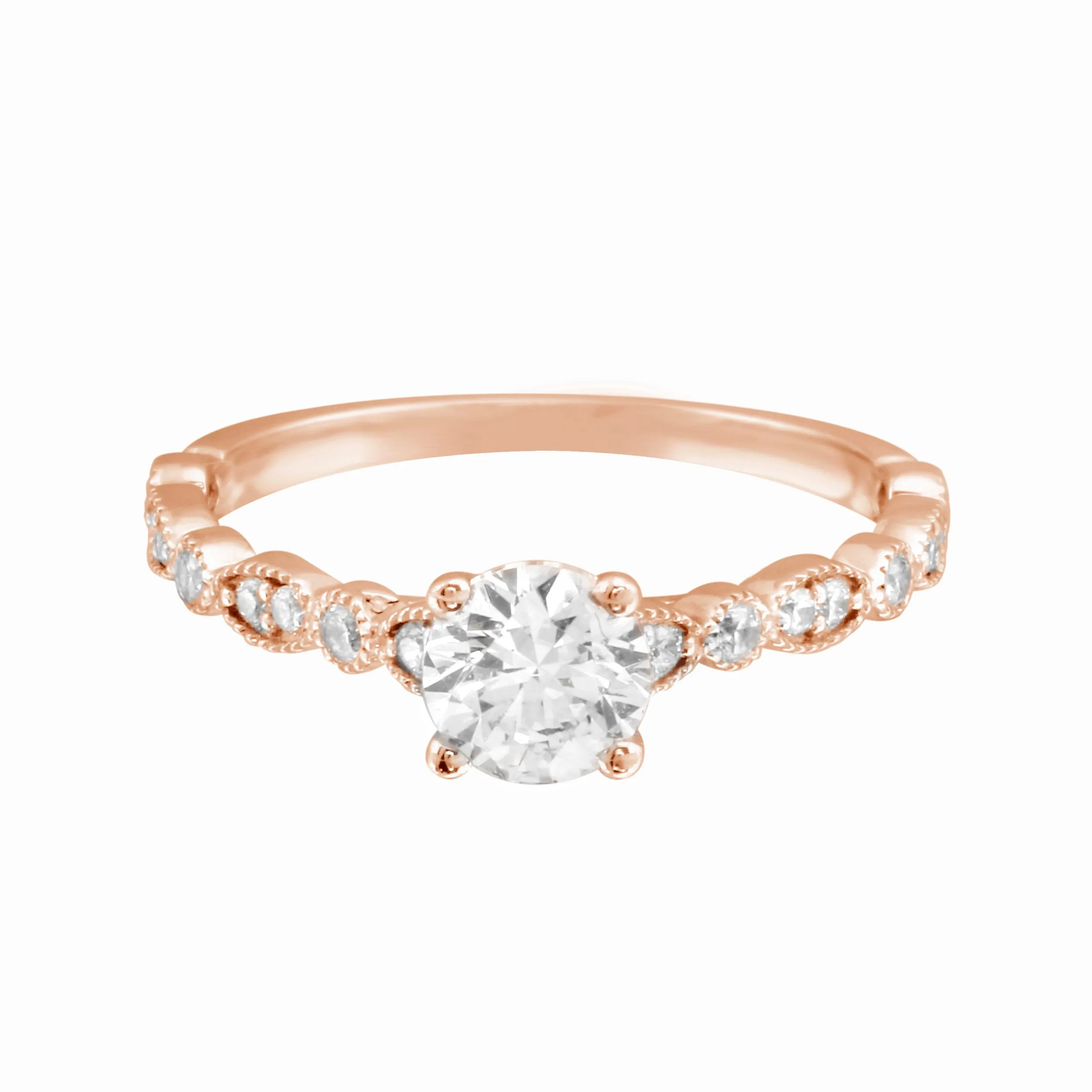 Round Solitaire Diamond with Marquise Band Engagement Ring Setting
