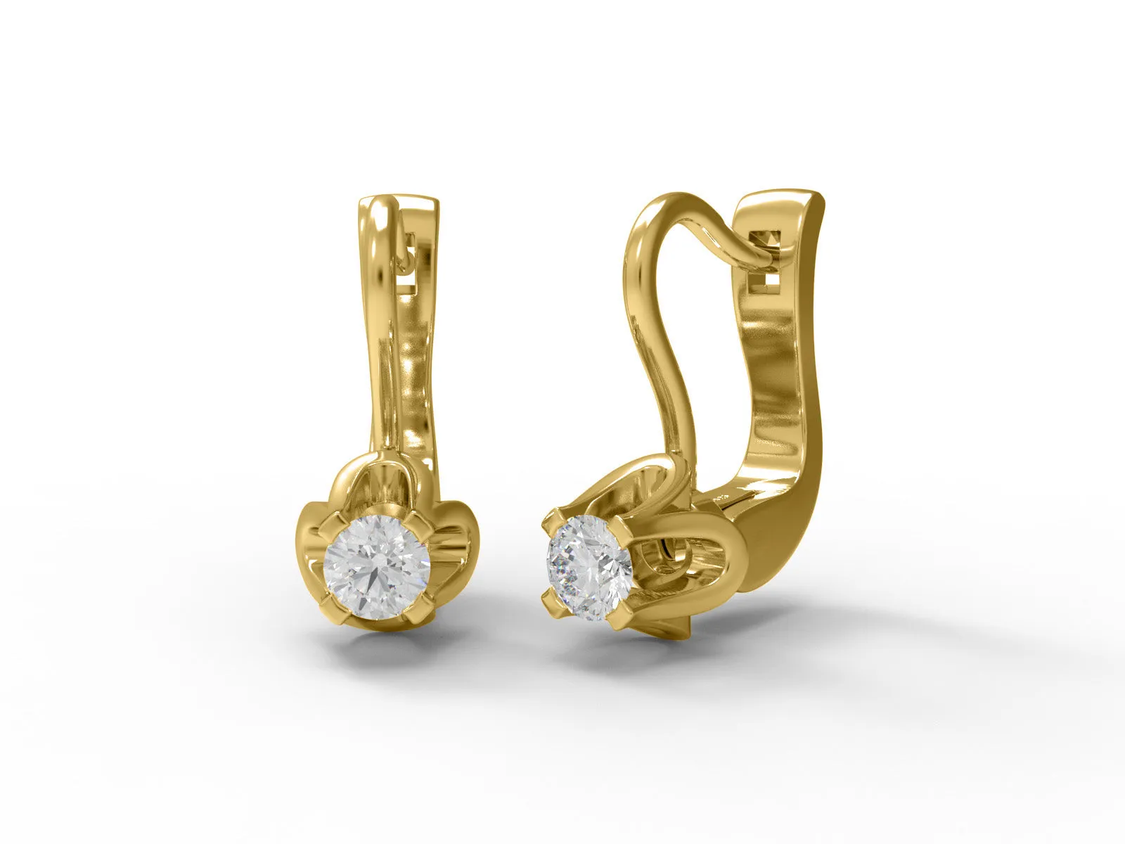Russian Style Earrings Moissanite Floral Leverback Earrings 925 Sterling Silver