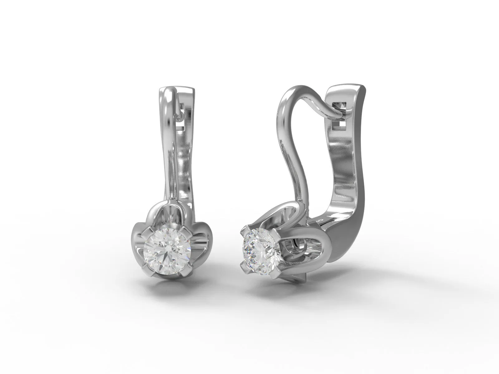 Russian Style Earrings Moissanite Floral Leverback Earrings 925 Sterling Silver