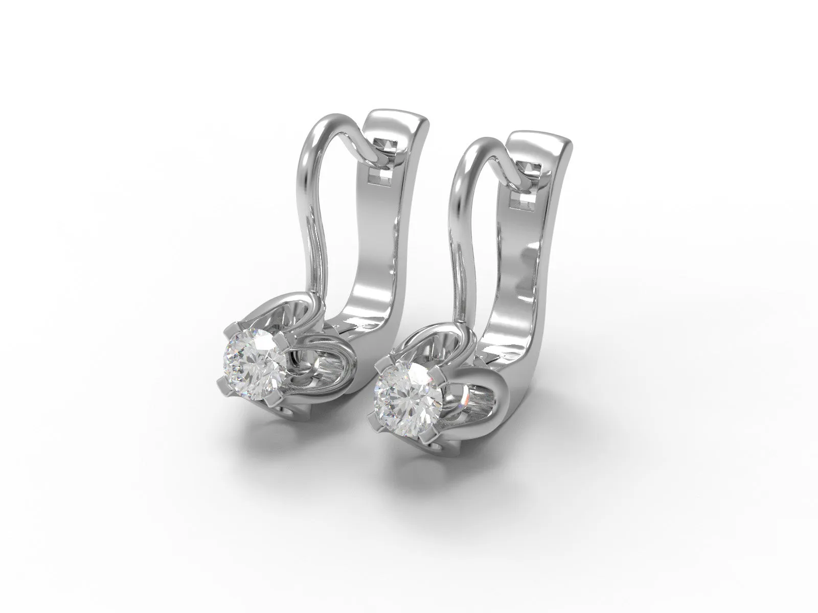 Russian Style Earrings Moissanite Floral Leverback Earrings 925 Sterling Silver
