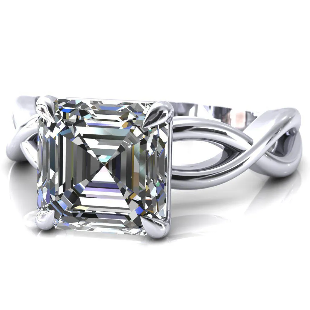 Sabina Asscher Moissanite 4 Claw Prong 3/4 Infinity Ring Engagement Ring
