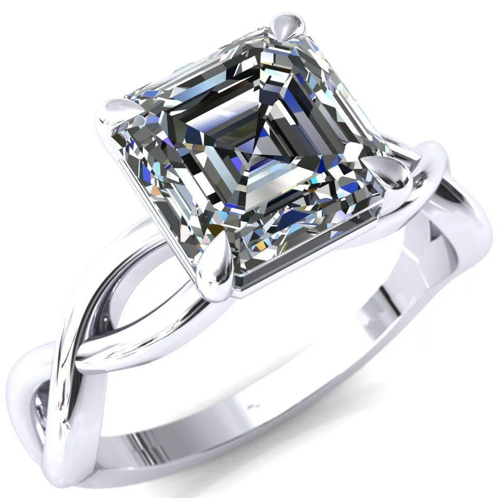 Sabina Asscher Moissanite 4 Claw Prong 3/4 Infinity Ring Engagement Ring