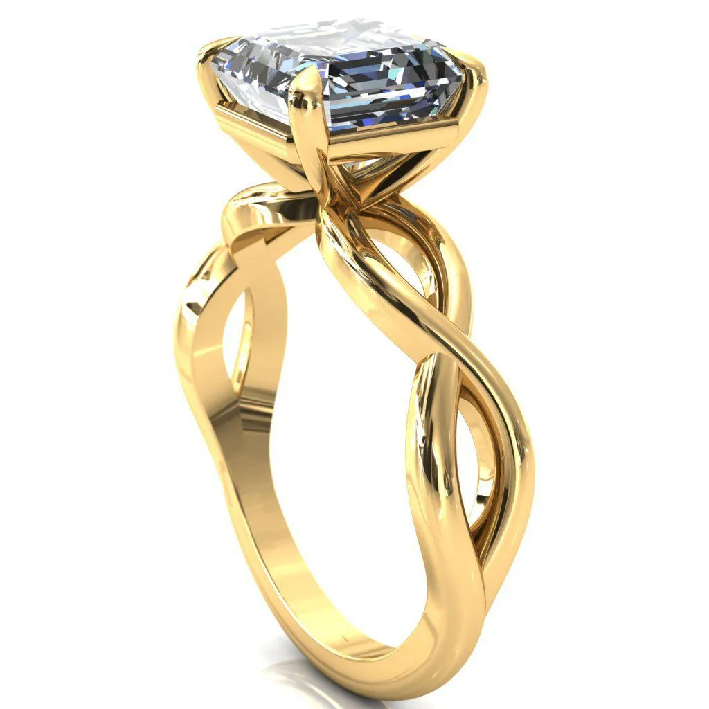 Sabina Asscher Moissanite 4 Claw Prong 3/4 Infinity Ring Engagement Ring