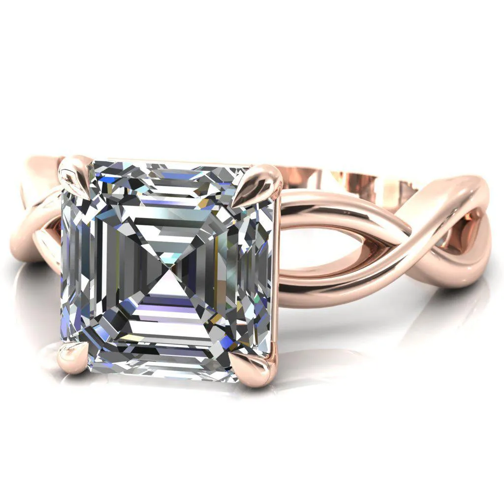 Sabina Asscher Moissanite 4 Claw Prong 3/4 Infinity Ring Engagement Ring